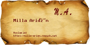 Milla Arián névjegykártya